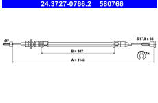 Tažné lanko, parkovací brzda ATE 24.3727-0766.2