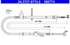 Tažné lanko, parkovací brzda ATE 24.3727-0774.2