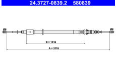 żażné lanko parkovacej brzdy ATE 24.3727-0839.2