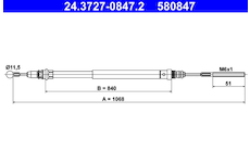 Tažné lanko, parkovací brzda ATE 24.3727-0847.2