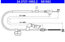 żażné lanko parkovacej brzdy ATE 24.3727-1952.2