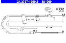 Tažné lanko, parkovací brzda ATE 24.3727-1969.2