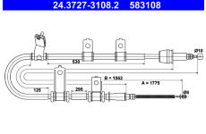 Tažné lanko, parkovací brzda ATE 24.3727-3108.2