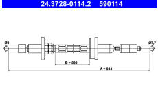 Tažné lanko, ovládání spojky ATE 24.3728-0114.2