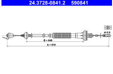 Tažné lanko, ovládání spojky ATE 24.3728-0841.2