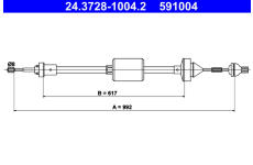 Tažné lanko, ovládání spojky ATE 24.3728-1004.2