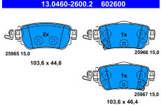 Sada brzdových destiček, kotoučová brzda ATE ATE 13.0460-2600.2