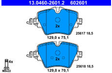 Sada brzdových destiček, kotoučová brzda ATE ATE 13.0460-2601.2