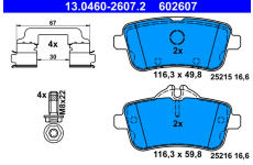 Sada brzdových platničiek kotúčovej brzdy ATE 13.0460-2607.2