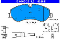 Sada brzdových destiček, kotoučová brzda ATE 13.0460-2611.2