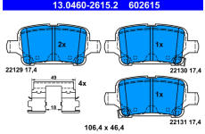 Sada brzdových destiček, kotoučová brzda ATE 13.0460-2615.2