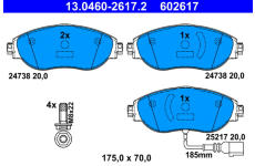 Sada brzdových destiček, kotoučová brzda ATE 13.0460-2617.2