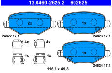 Sada brzdových destiček, kotoučová brzda ATE 13.0460-2625.2