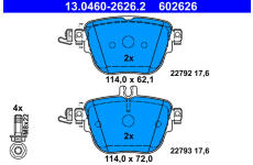 Sada brzdových destiček, kotoučová brzda ATE 13.0460-2626.2