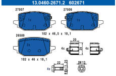 Sada brzdových destiček, kotoučová brzda ATE 13.0460-2671.2