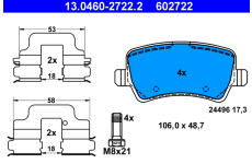 Sada brzdových destiček, kotoučová brzda ATE 13.0460-2722.2