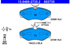 Sada brzdových destiček, kotoučová brzda ATE 13.0460-2735.2