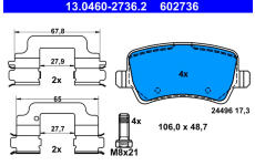 Sada brzdových platničiek kotúčovej brzdy ATE 13.0460-2736.2