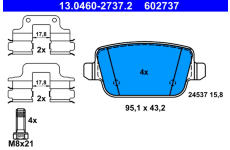 Sada brzdových destiček, kotoučová brzda ATE 13.0460-2737.2