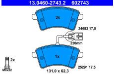 Sada brzdových platničiek kotúčovej brzdy ATE 13.0460-2743.2