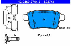 Sada brzdových destiček, kotoučová brzda ATE ATE 13.0460-2744.2