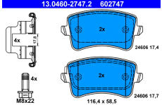 Sada brzdových platničiek kotúčovej brzdy ATE 13.0460-2747.2