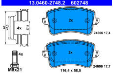 Sada brzdových destiček, kotoučová brzda ATE ATE 13.0460-2748.2