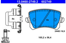 Sada brzdových platničiek kotúčovej brzdy ATE 13.0460-2749.2