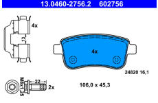 Sada brzdových destiček, kotoučová brzda ATE 13.0460-2756.2