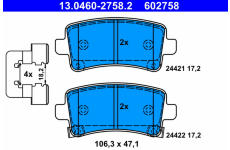 Sada brzdových destiček, kotoučová brzda ATE 13.0460-2758.2