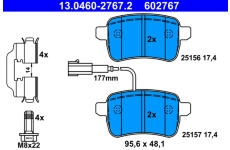 Sada brzdových destiček, kotoučová brzda ATE 13.0460-2767.2
