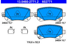 Sada brzdových destiček, kotoučová brzda ATE 13.0460-2771.2