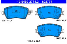 Sada brzdových platničiek kotúčovej brzdy ATE 13.0460-2774.2