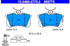 Sada brzdových destiček, kotoučová brzda ATE 13.0460-2775.2