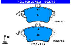 Sada brzdových destiček, kotoučová brzda ATE ATE 13.0460-2778.2