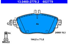 Sada brzdových destiček, kotoučová brzda ATE ATE 13.0460-2779.2