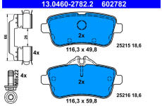 Sada brzdových destiček, kotoučová brzda ATE ATE 13.0460-2782.2