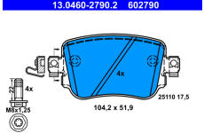 Sada brzdových destiček, kotoučová brzda ATE 13.0460-2790.2