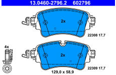 Sada brzdových destiček, kotoučová brzda ATE 13.0460-2796.2