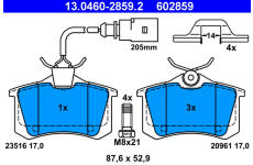 Sada brzdových platničiek kotúčovej brzdy ATE 13.0460-2859.2