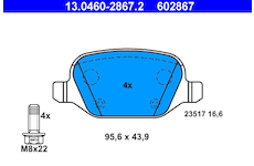 Sada brzdových destiček, kotoučová brzda ATE 13.0460-2867.2