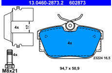 Sada brzdových destiček, kotoučová brzda ATE 13.0460-2873.2