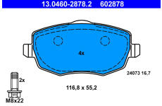 Sada brzdových destiček, kotoučová brzda ATE 13.0460-2878.2