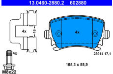 Sada brzdových platničiek kotúčovej brzdy ATE 13.0460-2880.2
