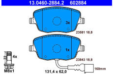 Sada brzdových destiček, kotoučová brzda ATE 13.0460-2884.2