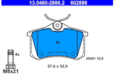 Sada brzdových destiček, kotoučová brzda ATE ATE 13.0460-2886.2