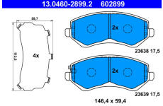 Sada brzdových destiček, kotoučová brzda ATE 13.0460-2899.2