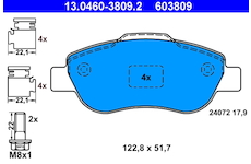 Sada brzdových destiček, kotoučová brzda ATE 13.0460-3809.2