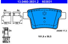 Sada brzdových platničiek kotúčovej brzdy ATE 13.0460-3831.2
