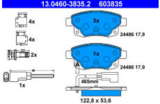 Sada brzdových destiček, kotoučová brzda ATE 13.0460-3835.2